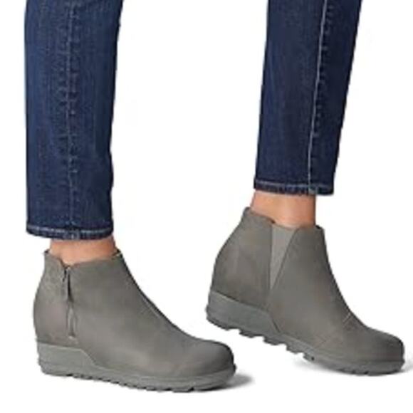 Sorel Evie Suede Wedge Ankle Booties Gray Size 8.5 Waterproof NWT - Picture 1 of 4